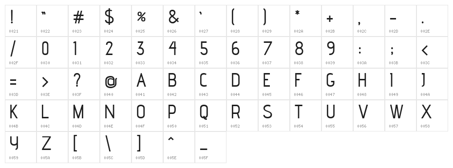 advent Extra Bold Character Map