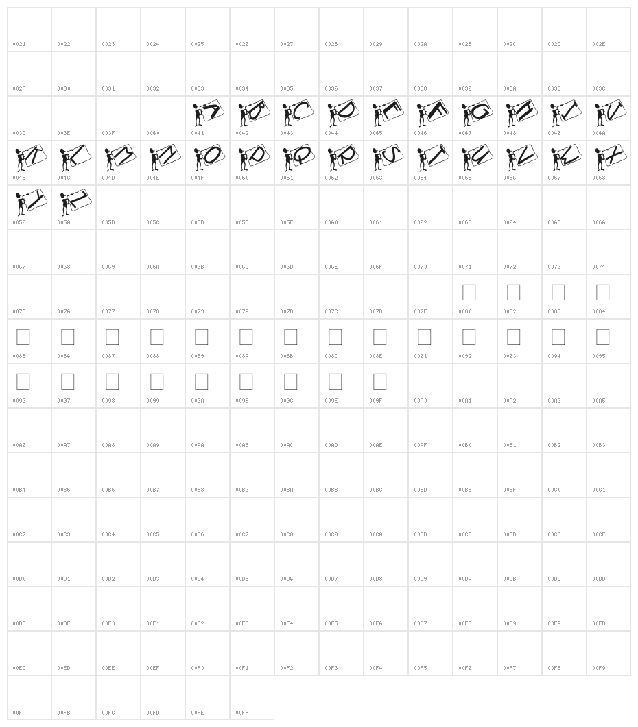 AEZ I saw the Sign Character Map