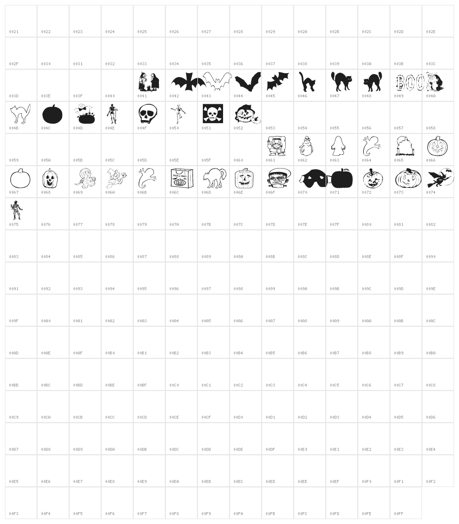 AEZ halloween dingbats Character Map