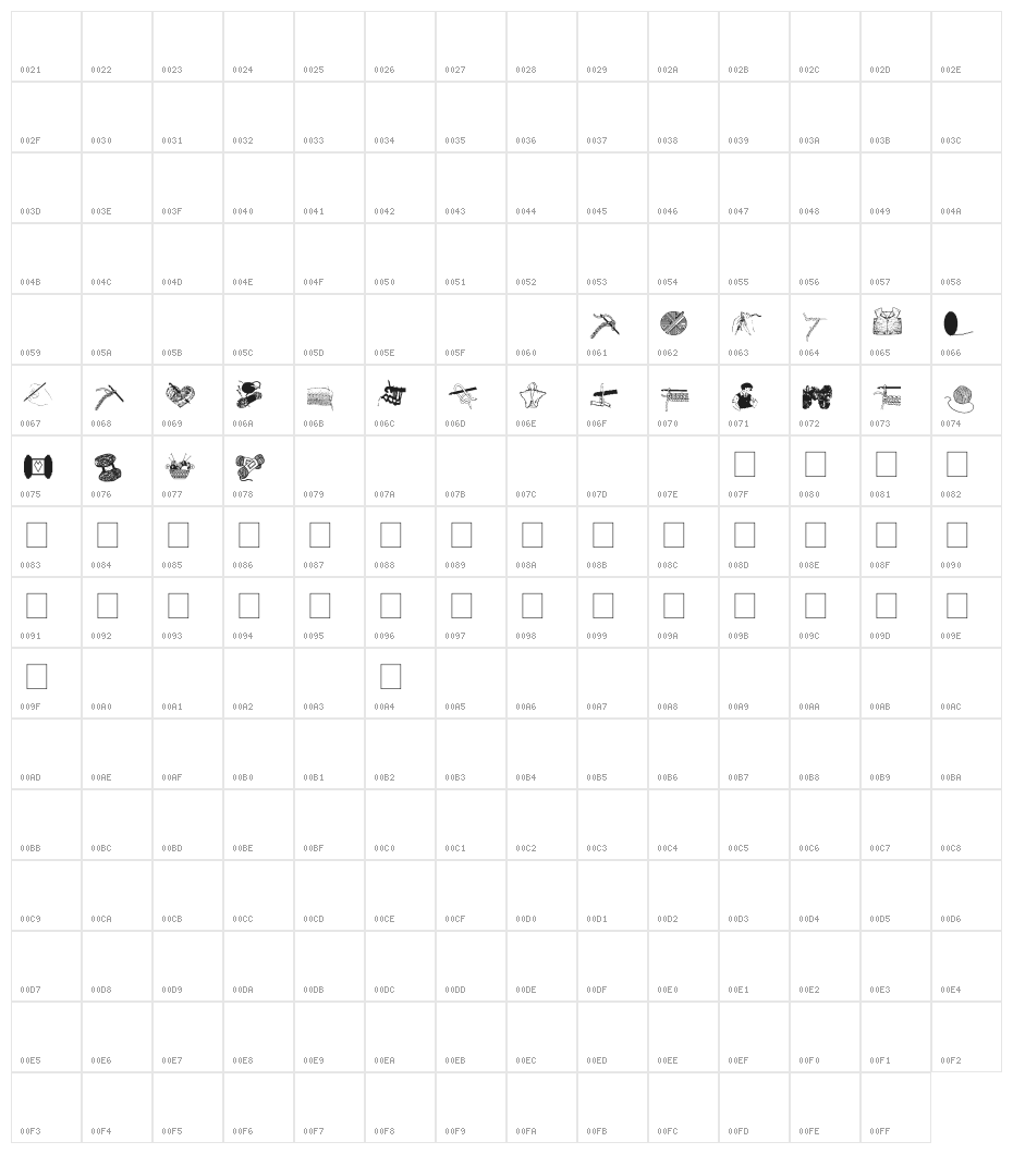 AEZcrochet Character Map