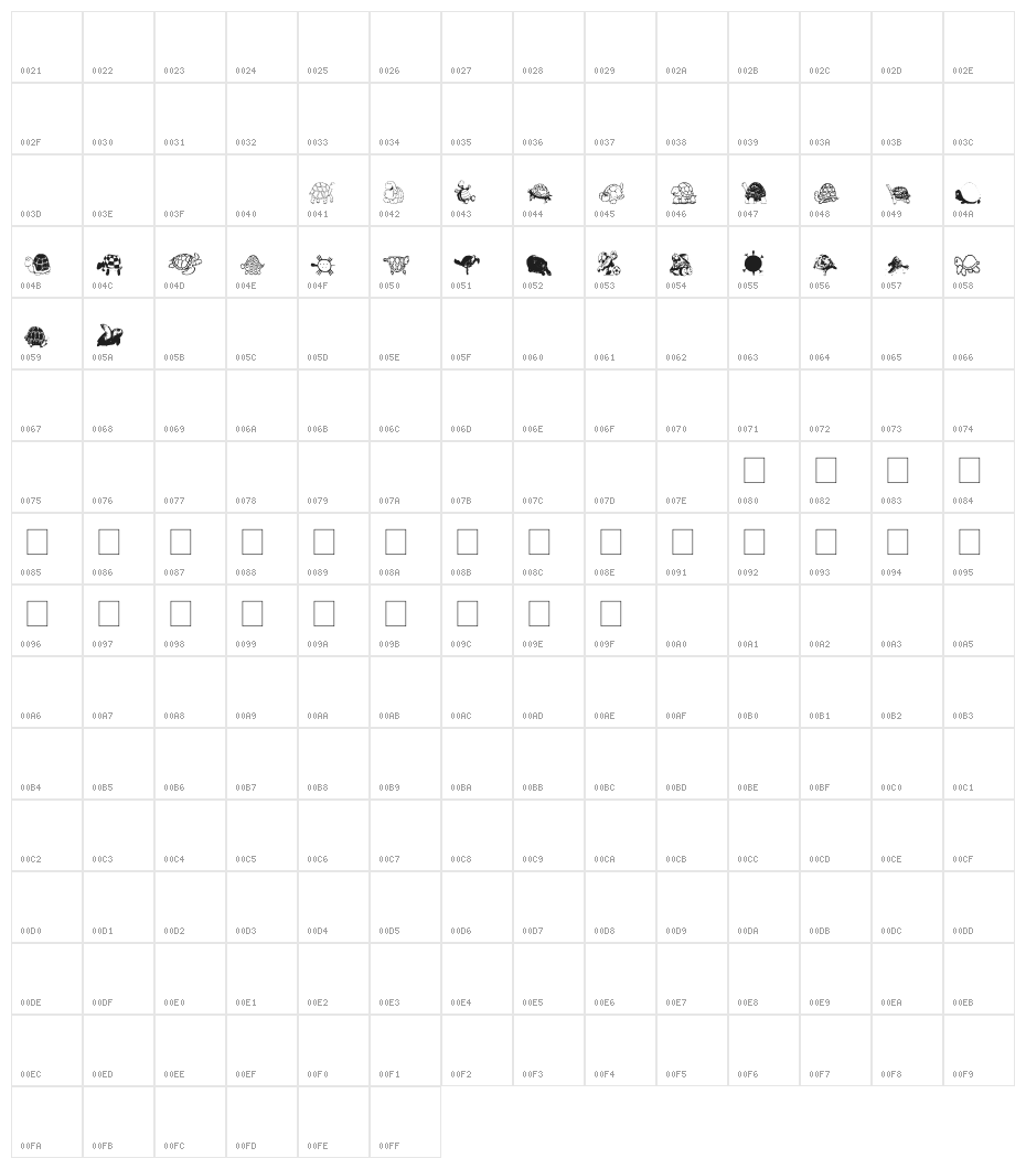 AEZturtle Character Map