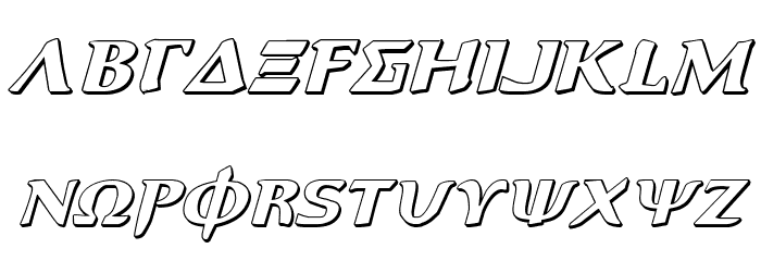 Aegis 3D Italic Font LOWERCASE