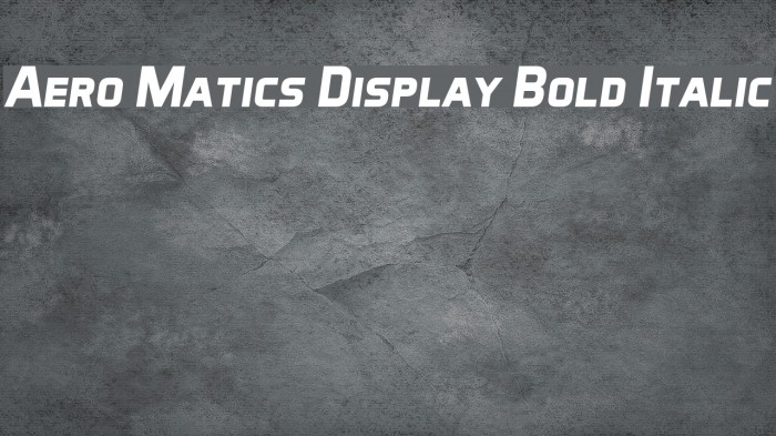 Aero Matics Display Bold Italic Font examples