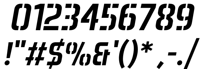 Aero Matics Stencil Italic Font OTHER CHARS