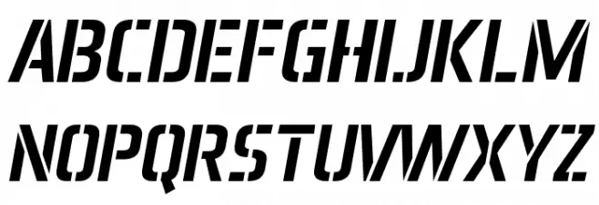 Aero Matics Stencil Italic フォント 大文字