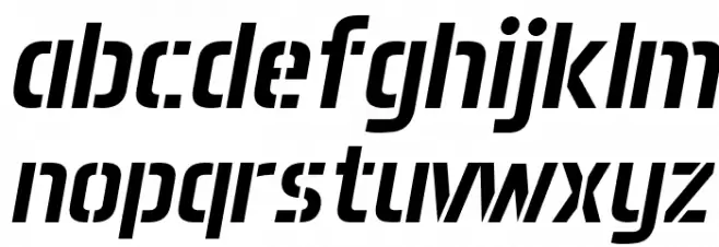 Aero Matics Stencil Italic Font LOWERCASE