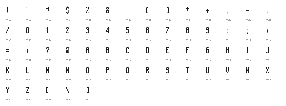 Aeroport Regular Character Map