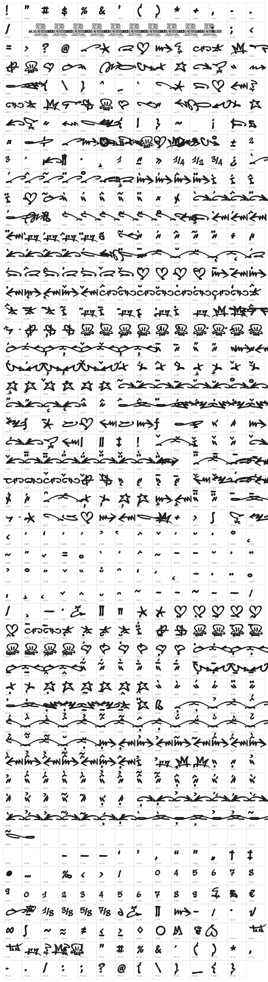 Aerosoldier Drip Symbol PERSO Regular Character Map