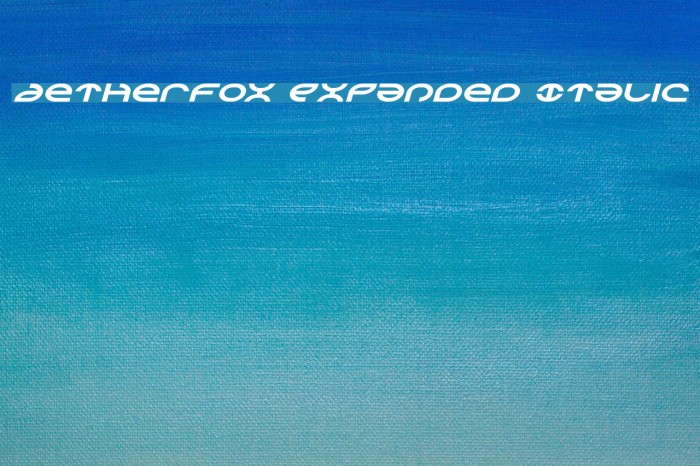 Aetherfox Expanded Italic Font examples