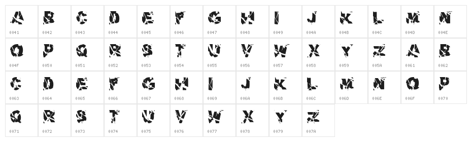 aerial demented Character Map