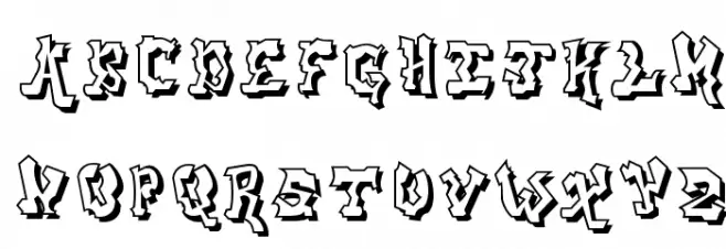 aerosol menace shadow Schriftart Kleinbuchstaben