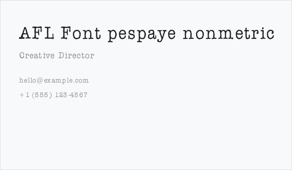AFL Font pespaye nonmetric Business Card