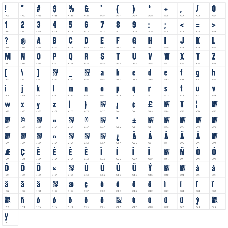 Affigere Regular Character Map