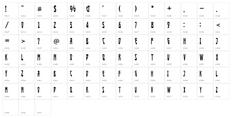 Afisha Character Map