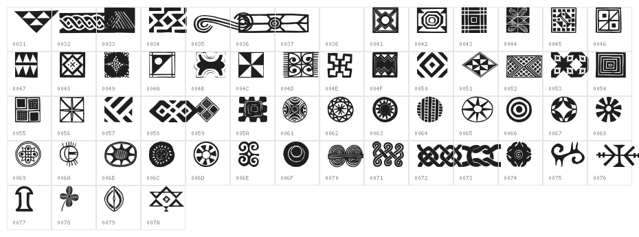 African Ornaments One Character Map