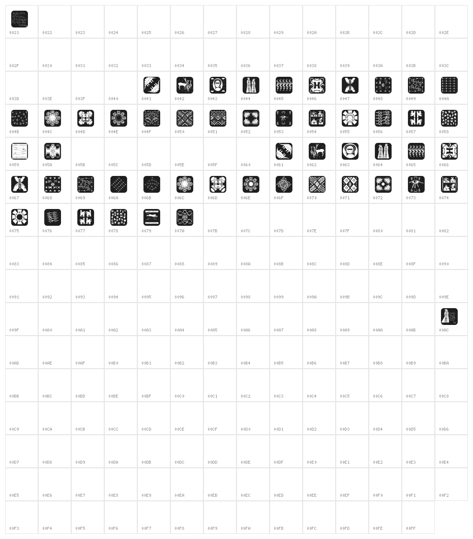 AfricanissimaInvers Character Map