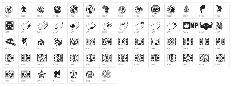 Afrika Images F mBizo Character Map