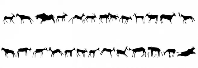 Afrika RockArt F Animals1 Regular Caratteri MAIUSCOLE