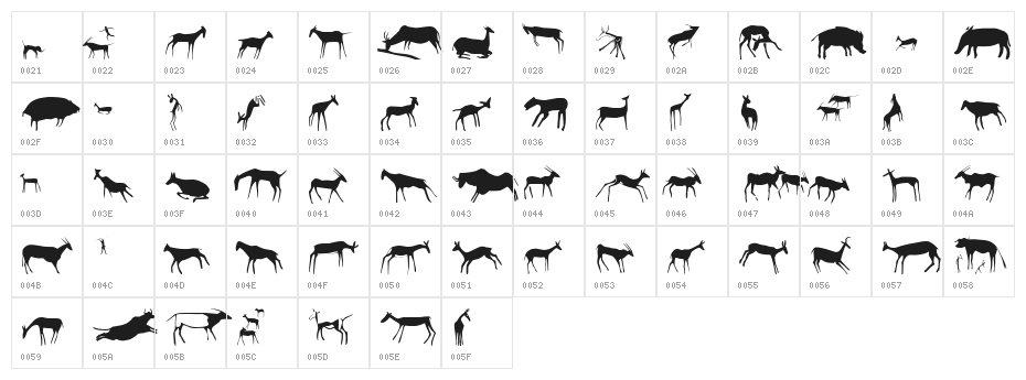 Afrika RockArt F Animals1 Regular Character Map