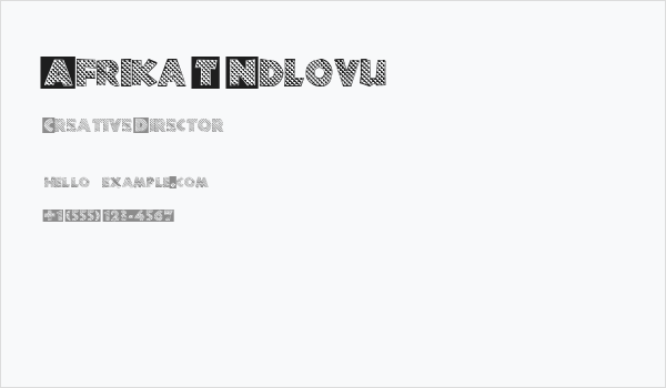 Afrika T Ndlovu Business Card