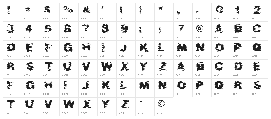 After Shok Character Map