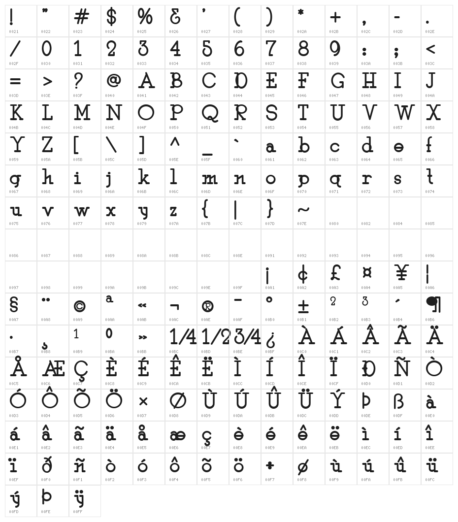 After Time Regular Character Map