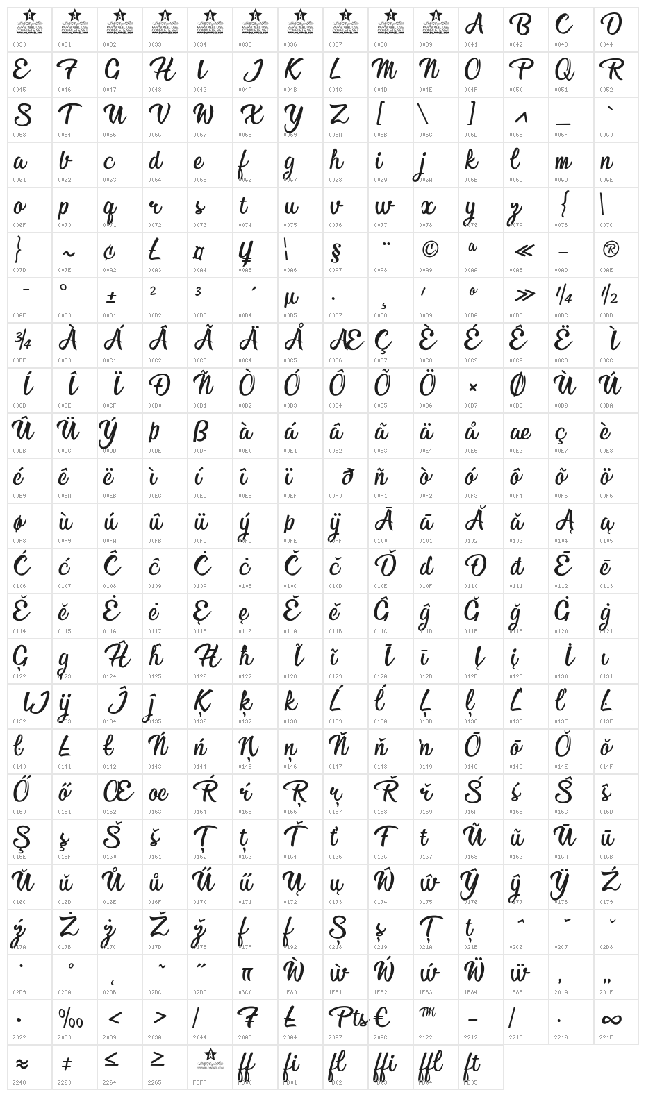 Afternoon in Stereo Personal Use Regular Character Map