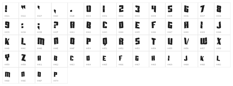 Aftershock Debris Condensed Character Map
