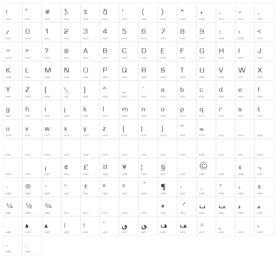 AGA Rasheeq V.2 14JB Bold Character Map