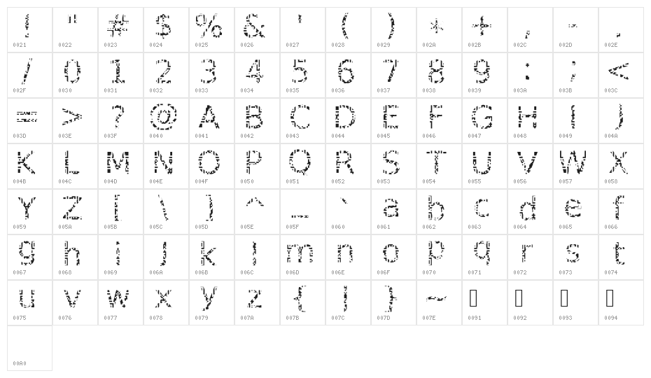 AGLRY 1 Character Map