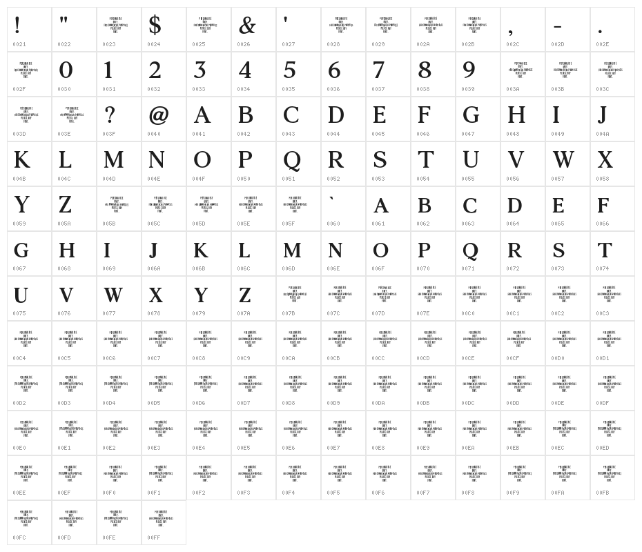 AgathoBoldCAPS Character Map