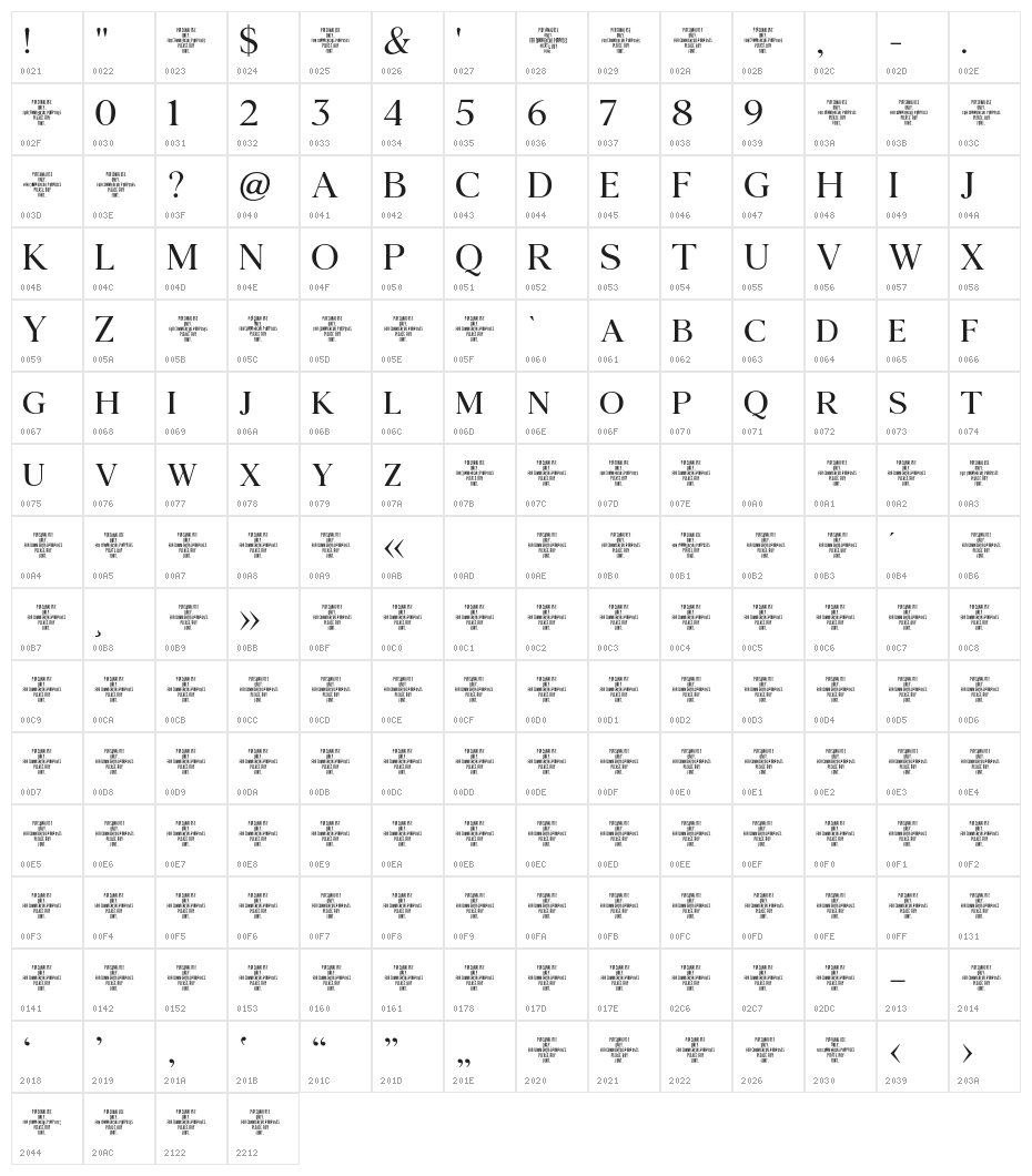 AgathoRegularCAPS Character Map