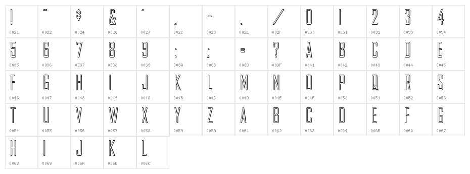 AgencyGothic Character Map