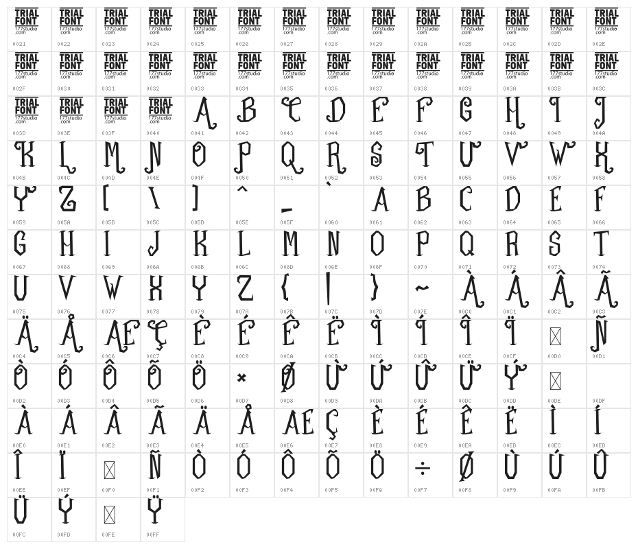 Agenda Fantasy Demo Regular Character Map