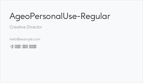 AgeoPersonalUse-Regular Business Card