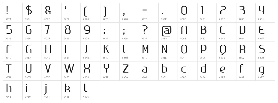 Ageone Regular Character Map