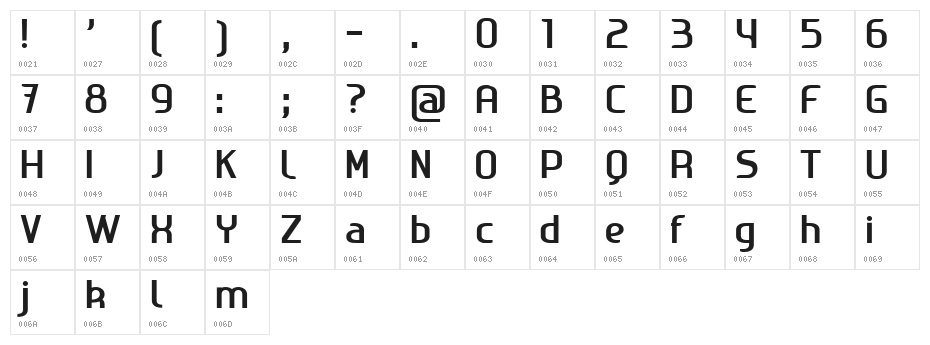 Ageone bold Character Map