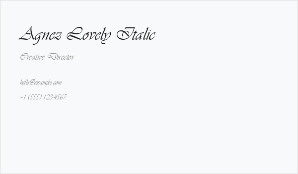Agnez Lovely Italic Business Card