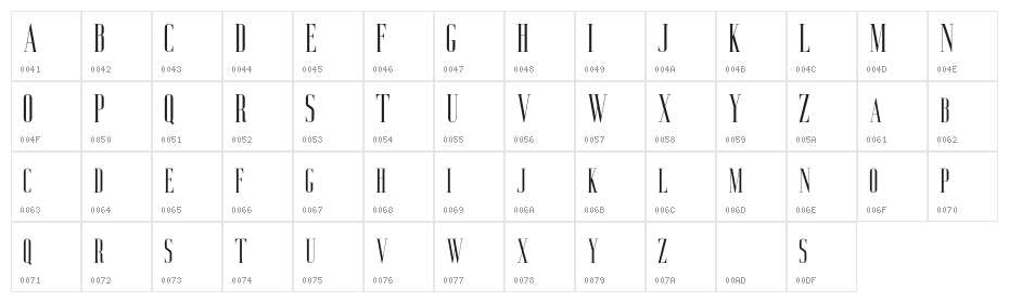 AgueroSerifFree-Regular Character Map