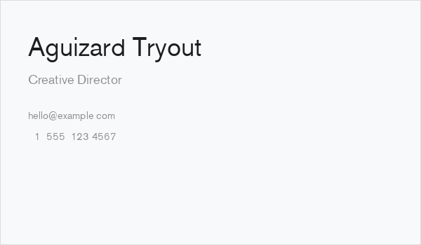 Aguizard Tryout Business Card