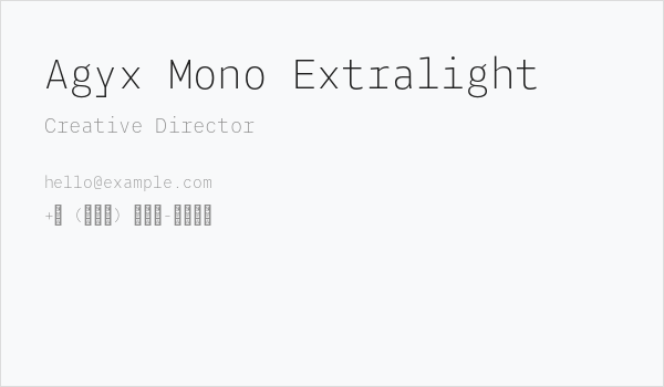 Agyx Mono Extralight Business Card