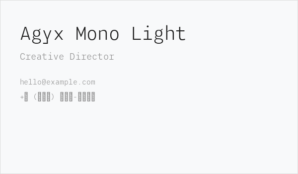Agyx Mono Light Business Card