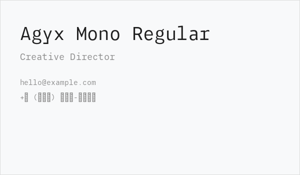 Agyx Mono Regular Business Card