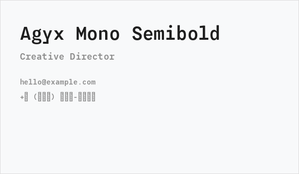 Agyx Mono Semibold Business Card