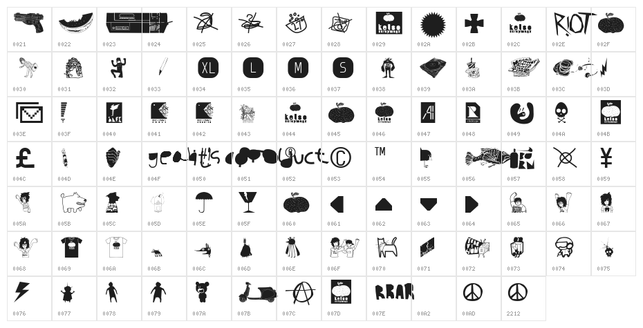AI kelso D   is dingbat Character Map