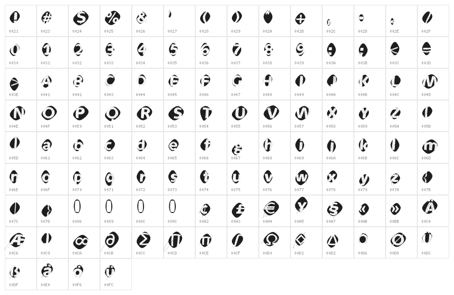 AidaOopsXtra Character Map
