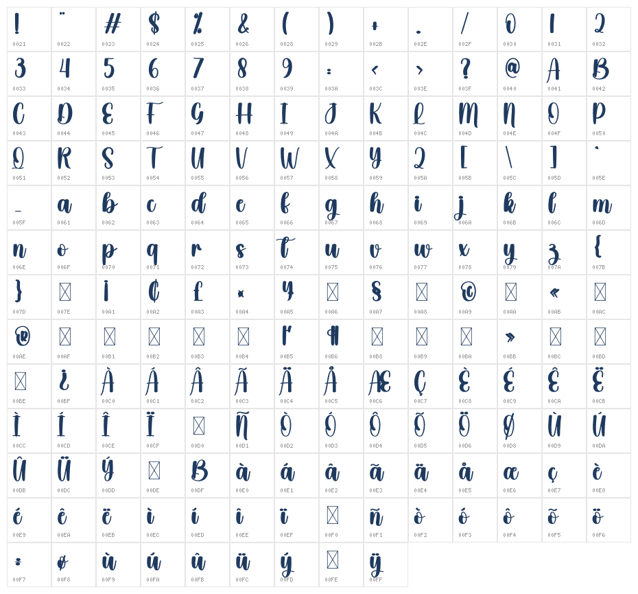 Aiguille Character Map