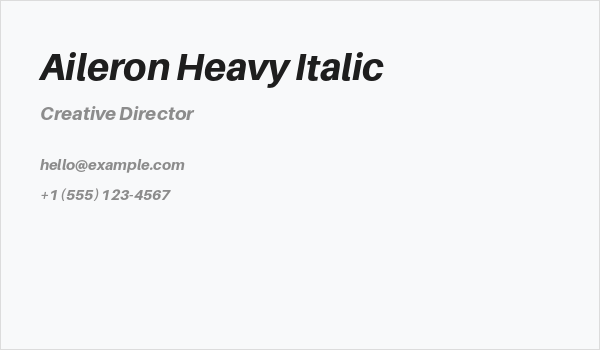 Aileron Heavy Italic Business Card