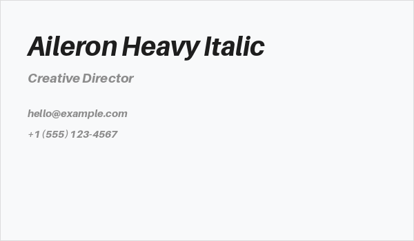 Aileron Heavy Italic Business Card