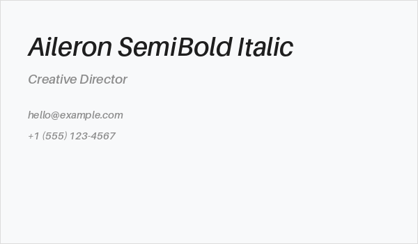 Aileron SemiBold Italic Business Card